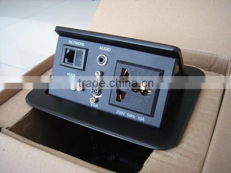 Aluminum Electric Power Pop Up Table Top Power Outlet USB