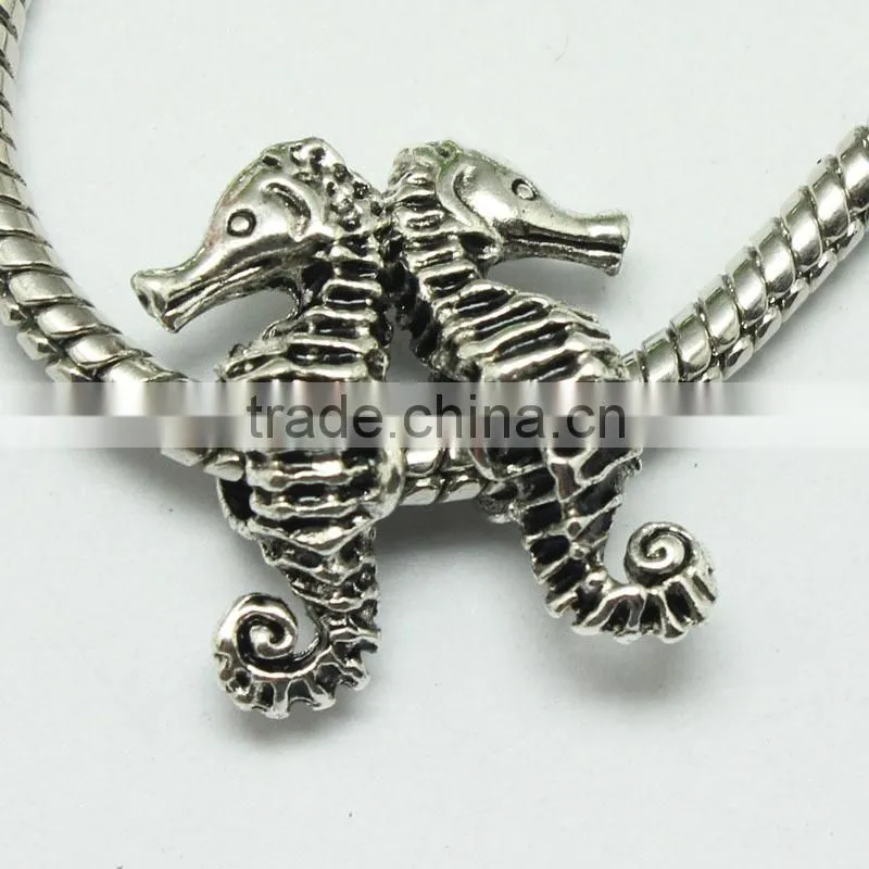 Lead Free Nickle Free Zinc Alloy Pdora Seahorse Jewelry Hole Beads for Bracelets and Necklace