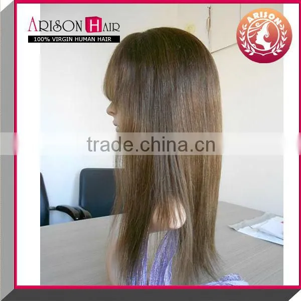 Silky straight full lace wig chinese virgin silk top