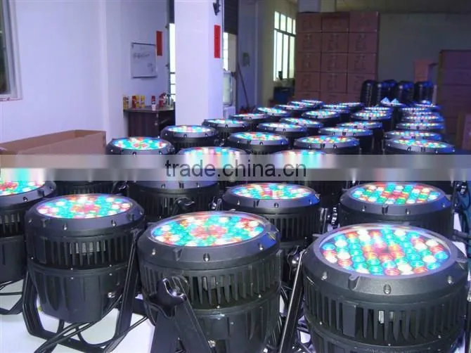 Professional Guangzhou stage lighting led par 54x3w rgbw dmx512 led par waterproof rate IP65 Cheaper price flight case pack