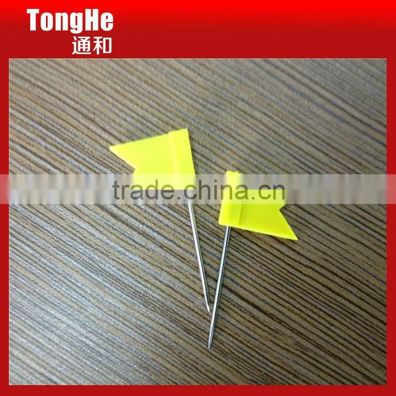 Yellow Color Crafts Making Flat Shape Plastic Flag Map Pin