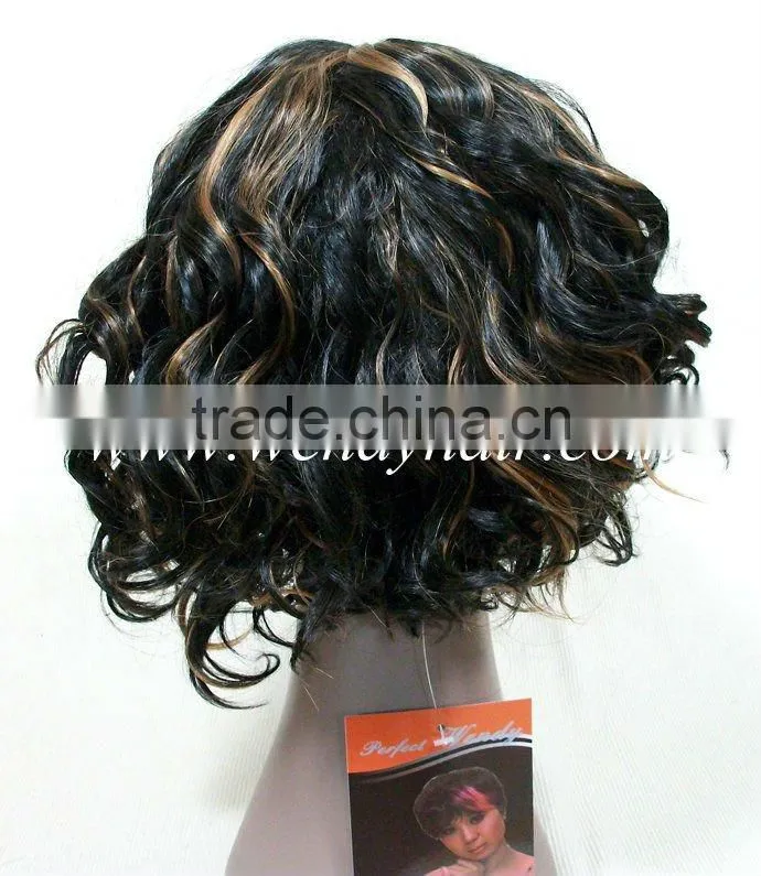 Cheap black short hair wavy wigs for women
