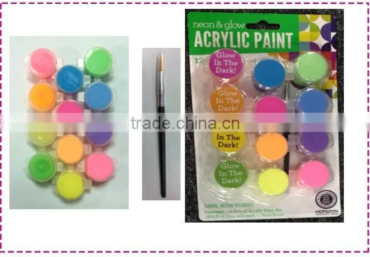 neon& glow in dark acrylic paint with a brush