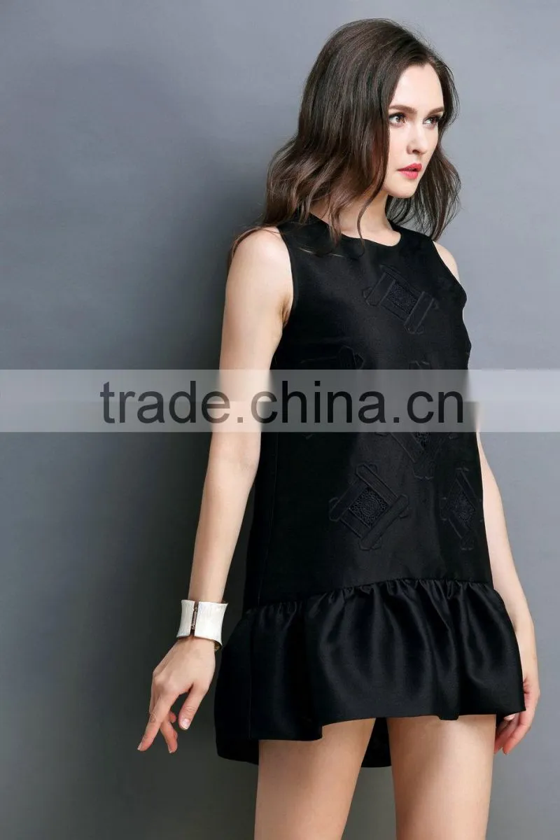 2014 Beautiful latest dress designs black Shift Dress can OEM