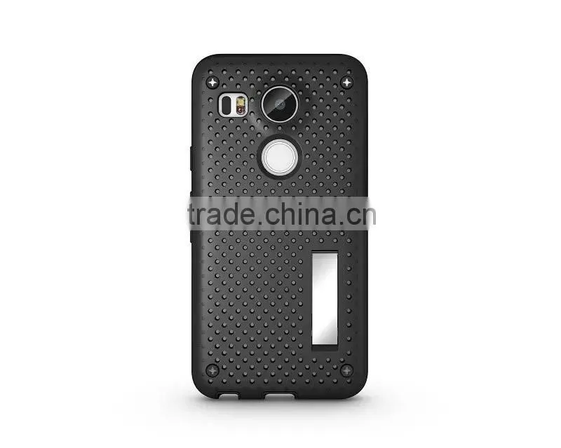 Shockproof Back Stand Case with Head Radiation Function For Nexus 5X Mesh Back Style TPU Rubber Cover Case MT-5296