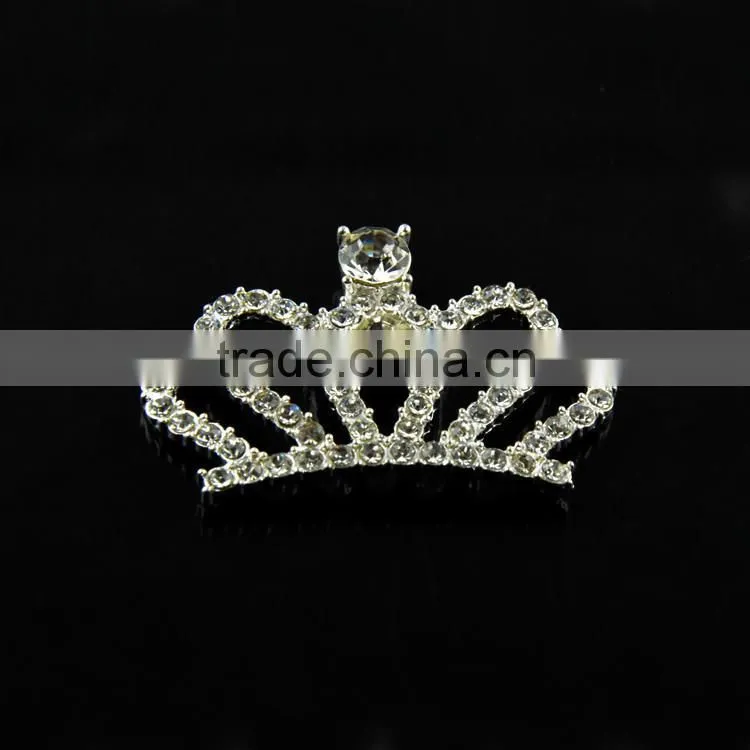 26x41MM Wholesales Bulk Cheap Silver Plated Alloy Crown Crystal Rhinestone Button For Baby Girl Jewelry Garment Accessory