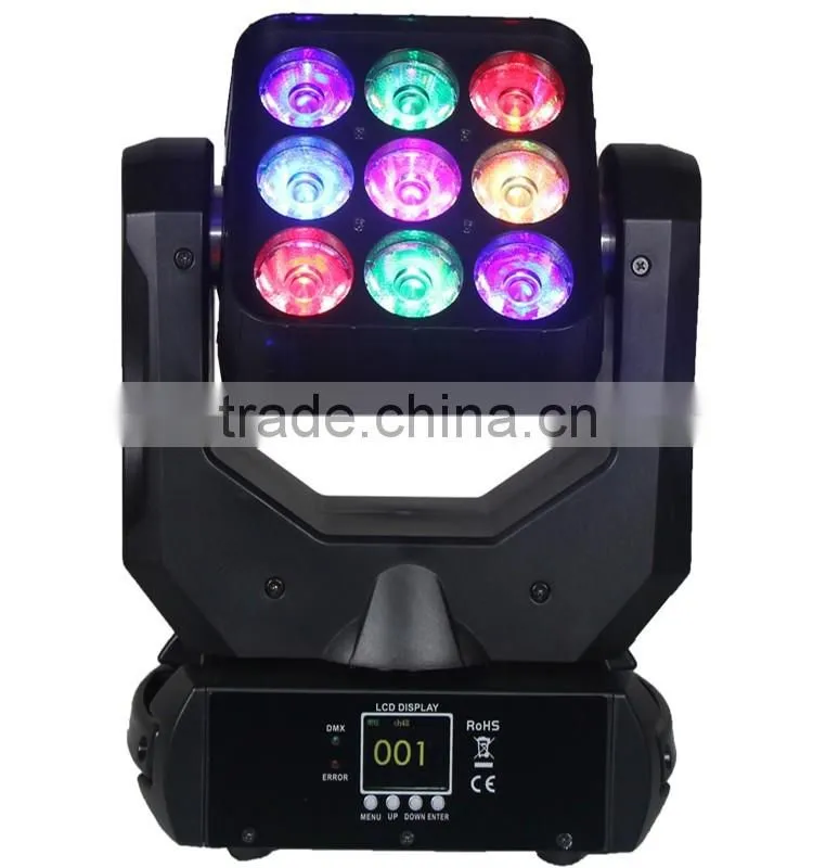 cheap 9pcs 3*3 4 in 1 led matrix moving head beam stage light