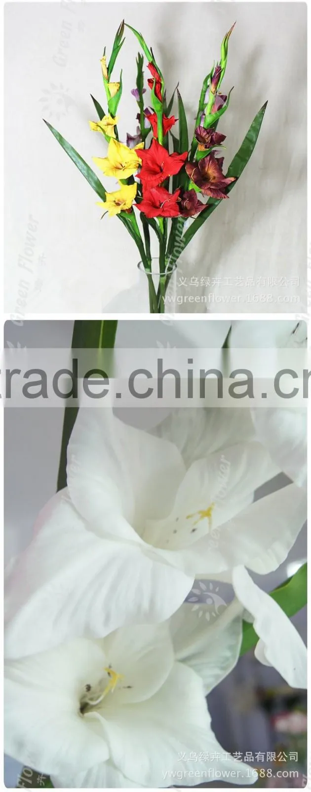 Greenflower 2016 Wholesale Real Touch Latex PU China Artificial Flowers gladiolus for wedding decoration