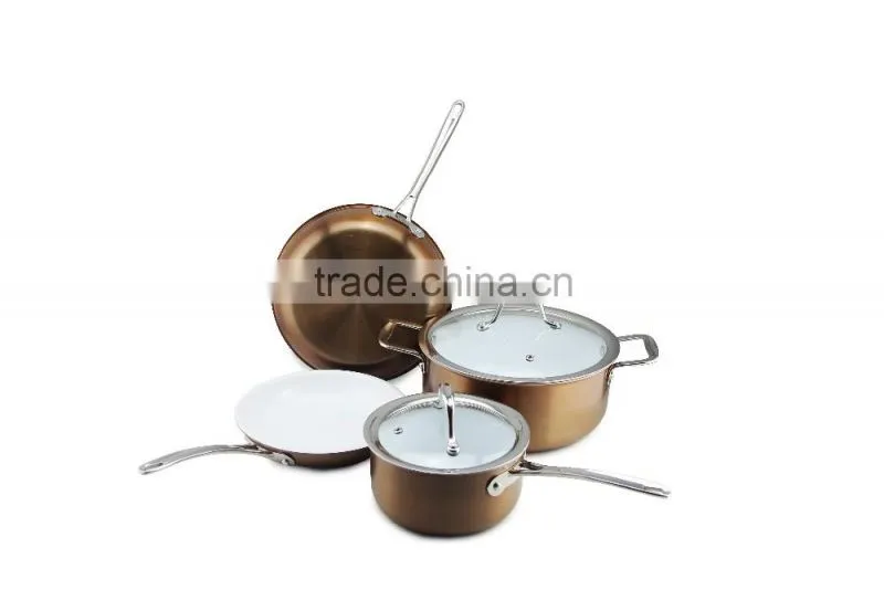 New Arrival Triply Aluminum Non-stick Pressed Cookware Set Fry Pan Saucepan Milk Stock Cooking Pasta Noodle Pot Set