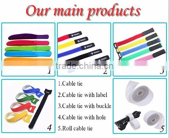 Factory direct sales colorful magic nylon soft cable strap hook and loop cable tie wire fasteners