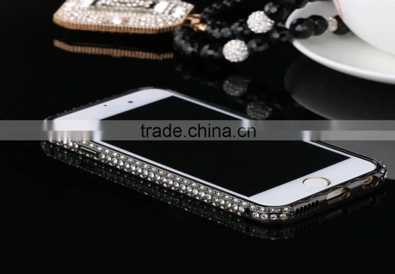 2015 New Design Pc Cover Phone Case With Diamond Metal Bumper