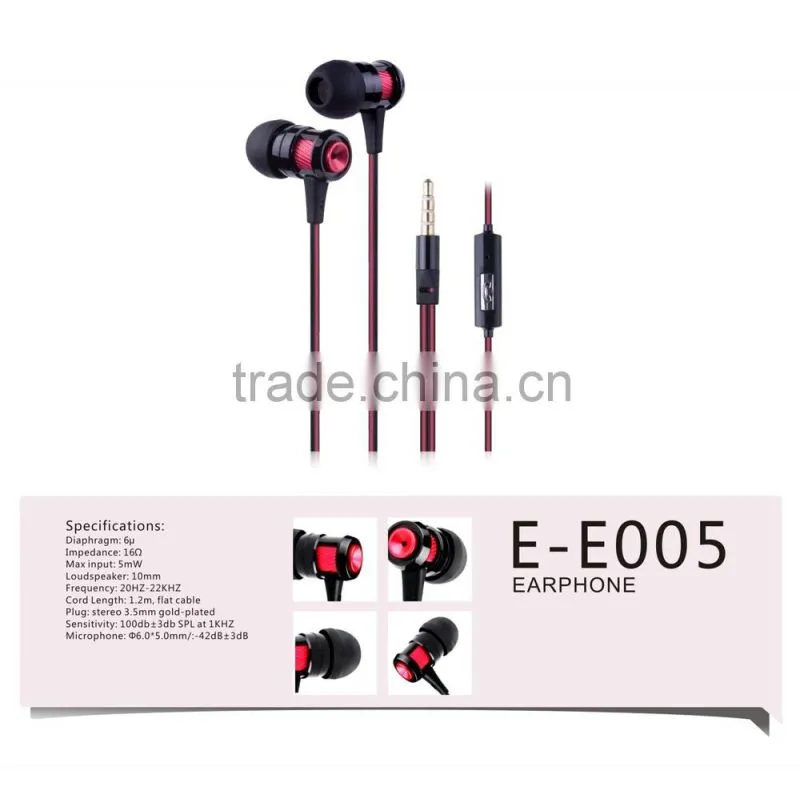 Hot sale high quality popular cool design metal earphone with mic for mobile phone