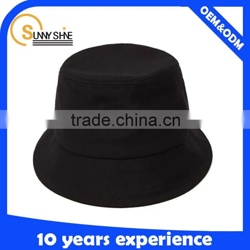 custom 100% cotton black plain blank high quality bucket hats