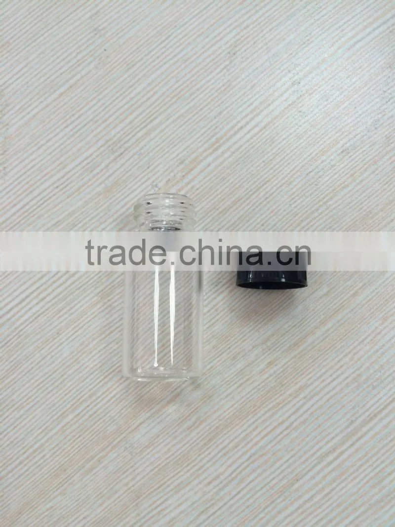 5ml transparent color tube glass bottle with black cap