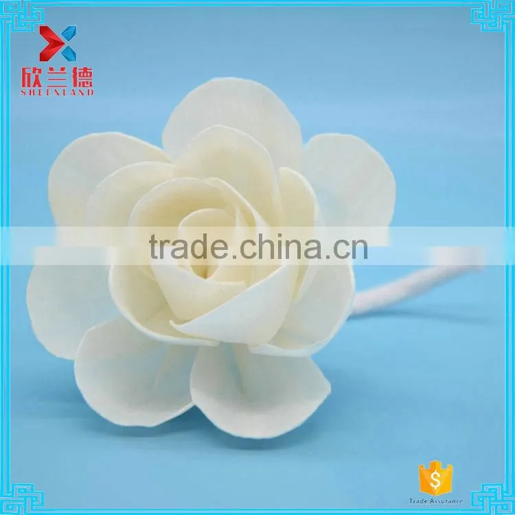 Make handmade organic paper/wood open rose decorative artificial flower
