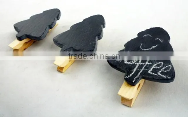 Tree Shape Dark Black Slate Tag Clip