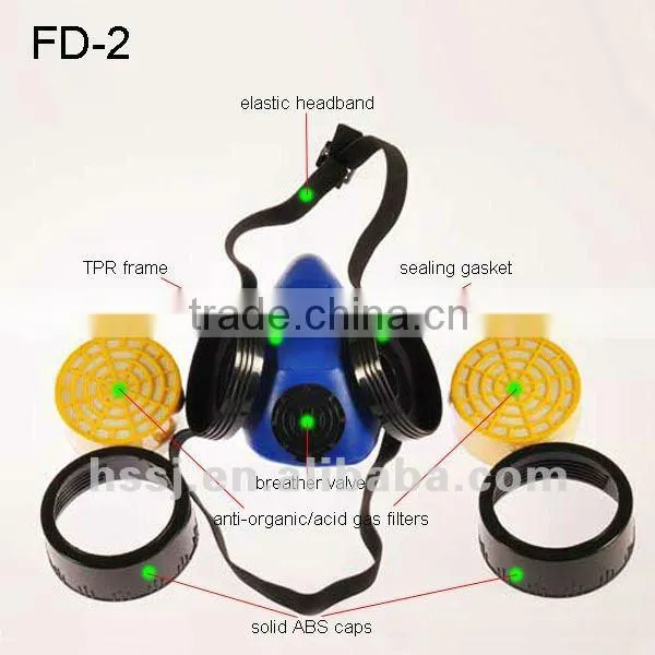 2016 hot selling chemical gas mask half face gas mask double filters gas mask 6200 chemical gas mask made in China