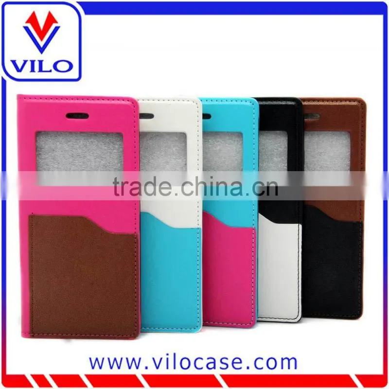 Combo color Leather flip case for iphone 6s with window