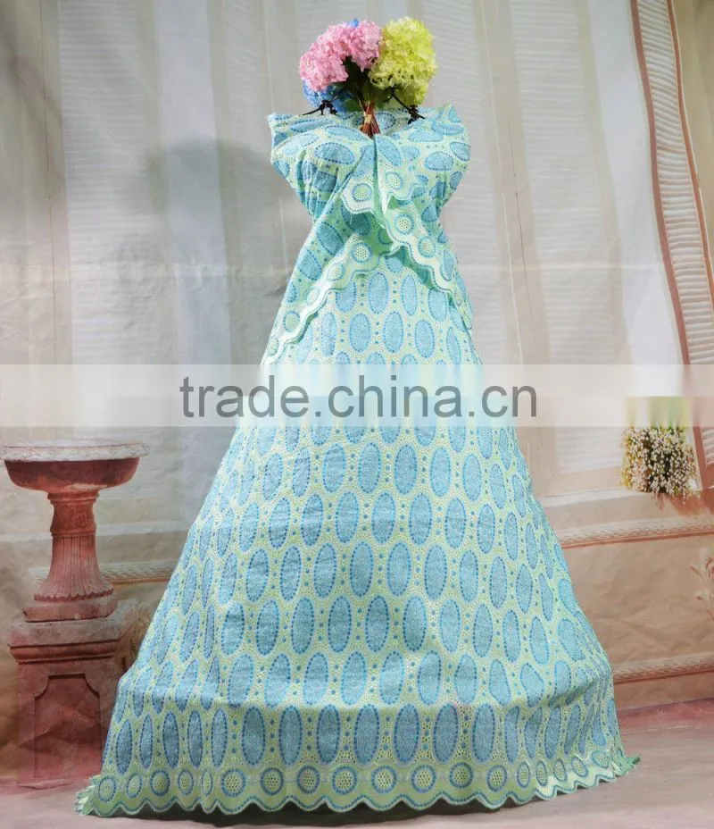 2015 Elegant african swiss voile cotton lace african big lace fabrics for evening dress lace