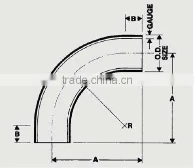Tube Bend 90 D, #320 Grit(AS1528), 76.2mm, 1.6mm( Wall Thickness), 316