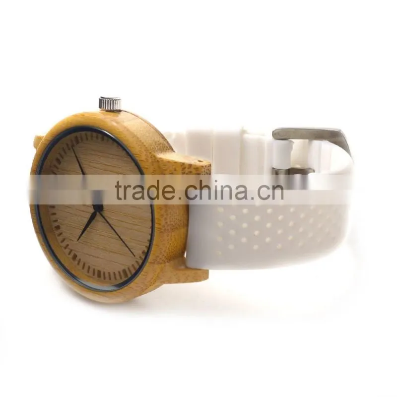 Cheap Bamboo Wooden watch band Wood Dial Soft Silicone Band Quartz Watches for Men Women,wooden watch custom logo