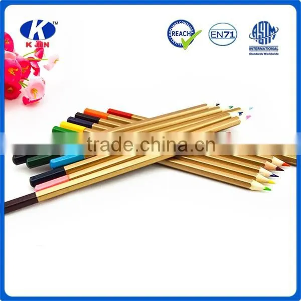 Wholesale 7 inch water soluble hexagonal color pencil with dipped for kids and office