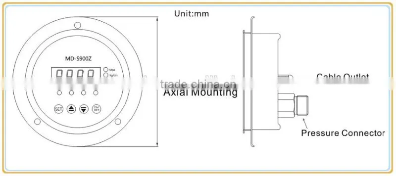 MD-S900Z Axial mounting High precision Water, Oil, Gas Intelligent Digital Pressure Switch