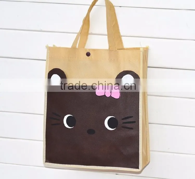 Full printing non woven bag student handle lovely bag for shopping