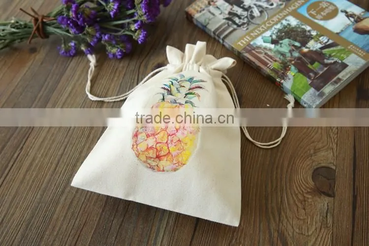 Durable and cheap mini cotton drawstring bag for storage