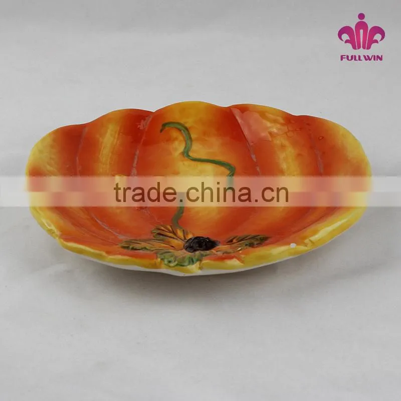 Wholesale ceramic plates,pumpkin plate for harvest decorative