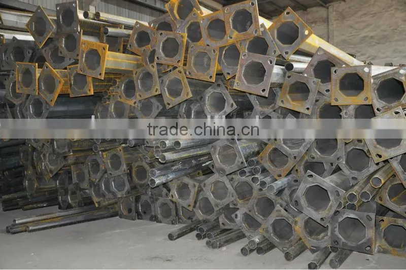 black shaft steel conical poles for street lighting