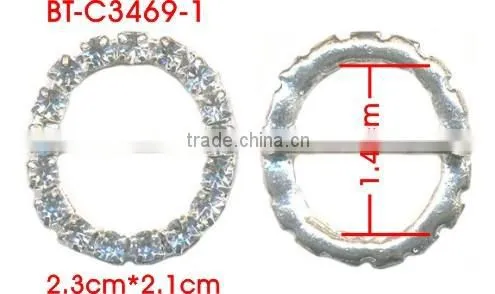 3MM Clear Cystal Rhinestone Oval Frame Rhodium Metal Belt Buckle
