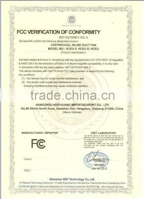 CE/ROHS RD315 circular duct fan