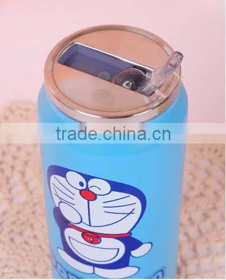 wholesale stainless steel vacuum flask zip-top bottle with straw