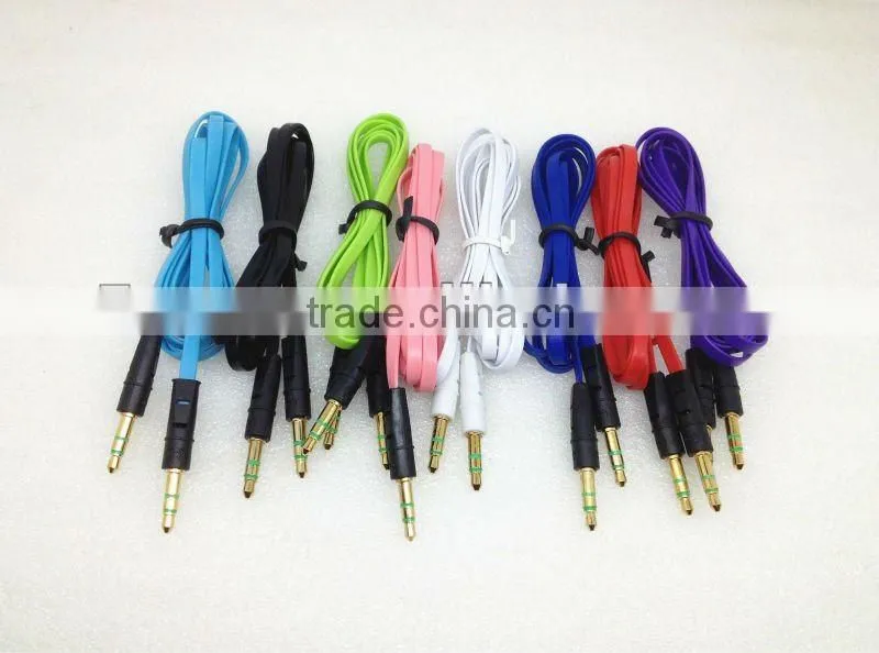 Colorful flat 3.5mm Audio Extension AUX Cable for iphone4/4s