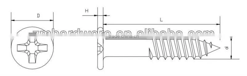 Cross recessed pan head wood screws