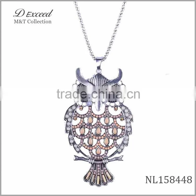 2015 trendy Hot Fancy gold plating owl necklace