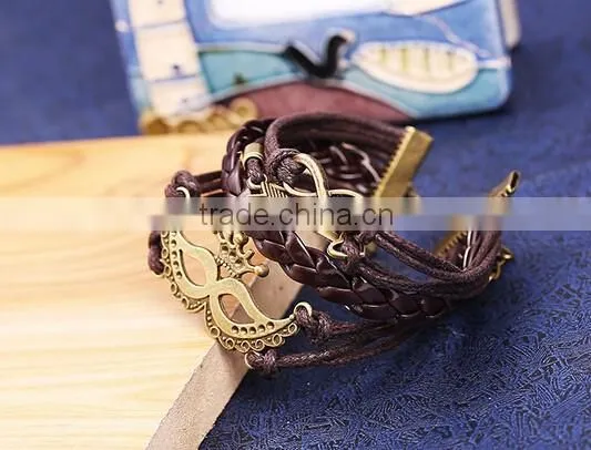 Alloy Deathly Hallows Snitch Owl Black Synthetic Leather Bracelet