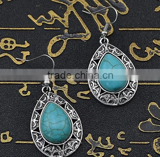 Designs new Retro Nation bohemian Style Butterfly Turquoise Earrings Wedding jewelry