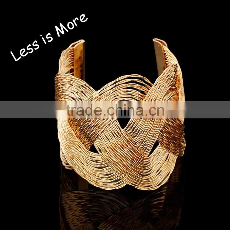 Matt Shiny Fashion Women Vintage Gold/Silver Plated Bangle Punk Cuff Bracelet Jewelry