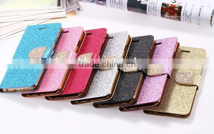 Bling Flip Shiny Diamond Deluxe Wallet Leather cover Case for iphone 6 Diamond Bling PU Leather Flip Cover
