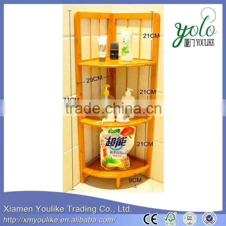 New design bathroom Bamboo and wooden Corner shelf for home