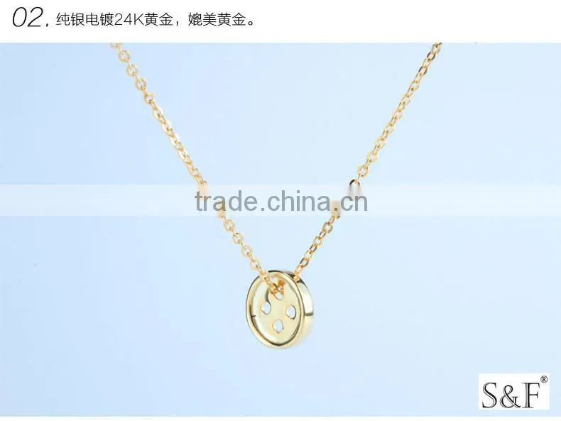 24k gold palting lucky fastener pendant silver jewelry