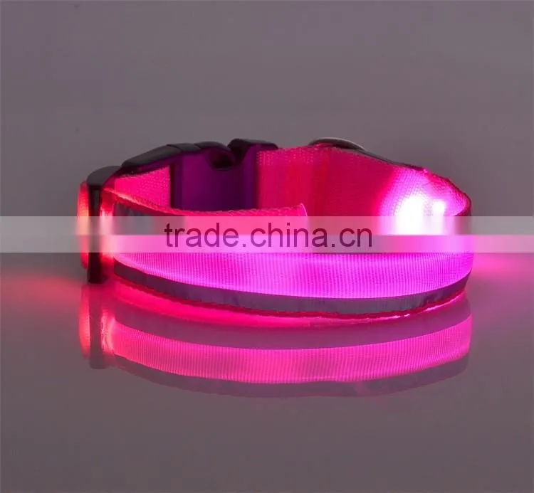 Lighted up LED Collar Striped Mesh Nylon Collar