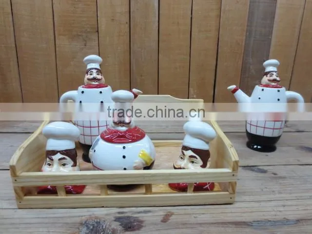 chef emboss ceramic food storage pot / jar