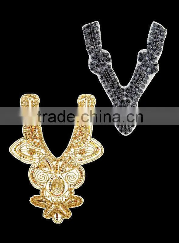 Beaded lace applique for garment butterfly collar
