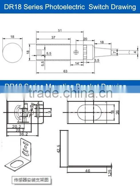 M18 cylindrical 5m Through-beam NPN infrared photoelectric switch sensor