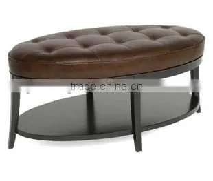 Storage ottoman brown leather ottoman pouf YO7013