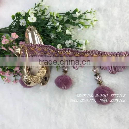 wholesale curtain lace soft ball tassel fringes for home textile accessory