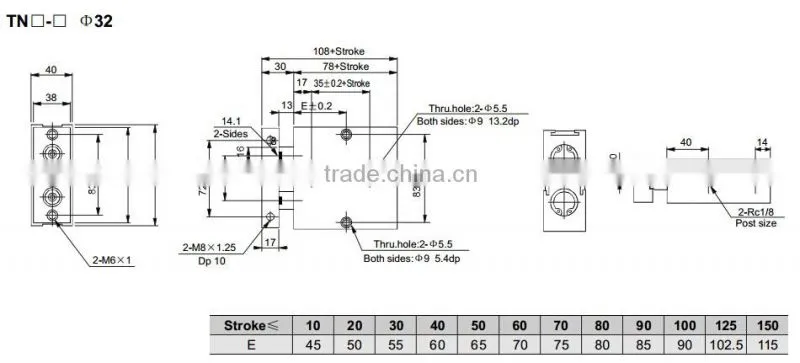 Airtac Type TN Series Twin Rod /Dual Rod /Double Shaft Pneumatic Cylinder